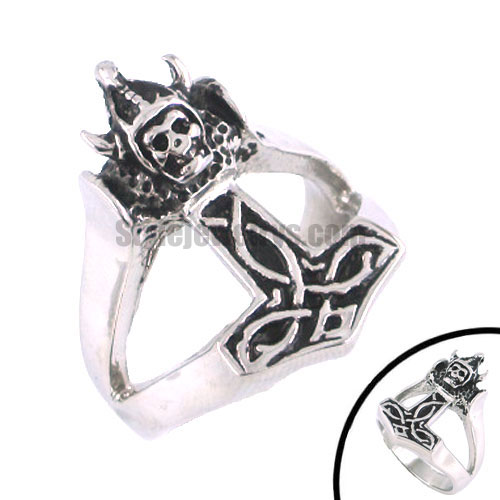 Stainless steel jewelry ring thor ring skull ring SWR0070 - Click Image to Close